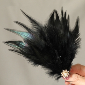 【现货】原创黑色羽毛发夹一对超仙气百搭汉服头饰发簪钗子边夹
