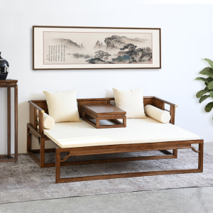 新中式推拉罗汉床实木沙发床伸缩茶室禅意床榻客厅罗汉榻民宿定制