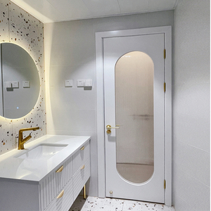 网红法式拱形超白长虹玻璃卫生间门实木复合烤漆门卧室平开门轻奢