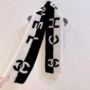 chanel香奈儿 黑白熊猫配色喀什米尔羊毛羊绒 围脖 围巾