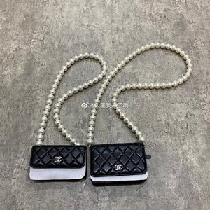 chanel香奈儿 珍珠链条 woc 黑白mini 中号 腰包斜挎包