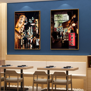 日本风景装饰画街景建筑招牌壁画日式料理餐厅寿司店居酒屋挂画