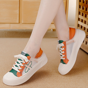 帆布鞋女夏款2022新款夏季网面小白鞋子女生秋季薄款透气休闲板鞋