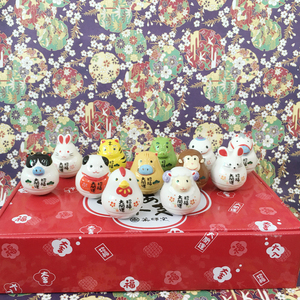 日本药师窑十二生肖陶瓷摆件不倒翁开业生日结婚乔迁礼物创意礼品