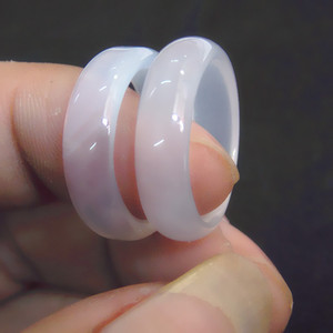 2018白透明水晶系玉器精美和田白玉情侣款指环白玛瑙15-21mm戒指