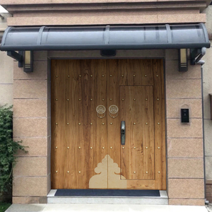 农村别墅大门庭院木门自建房进户门实木中间开小门实木仿古对开门