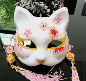半脸模型动漫抖音同款猫面具手绘古风假面舞会男女创意古装漫展道