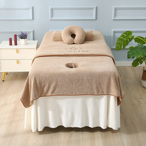 美容院床单带洞四件套按摩床罩高端毛巾网红白色美容床单单件专用