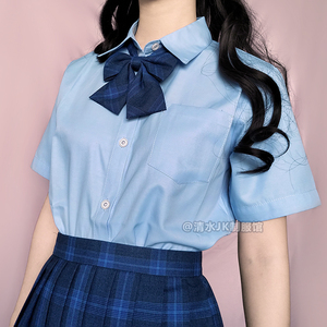 短袖/长袖 浅蓝色正统jk制服衬衣女日系学院风尖领/圆领/角襟丸襟