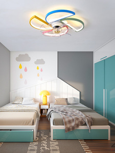 新品童房灯卡风灯北欧创意温馨男女孩房间led儿通电扇扇灯卧室吸
