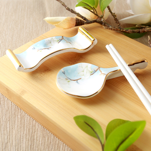 高档陶瓷筷子架筷托中式家用餐厅酒店骨瓷公筷托放筷子勺子托筷枕