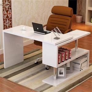 旋转电脑桌台式桌家用带书架写字台转角书桌书柜组合简约现代