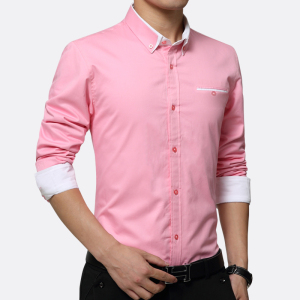 粉色衬衫男长袖伴郎服