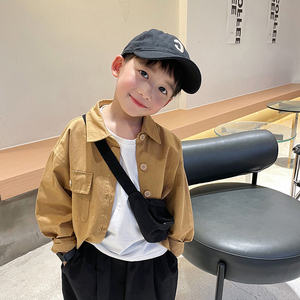 男童炸街衬衫秋装2022新款网红秋天儿童装帅气小男孩长袖衬衣外套