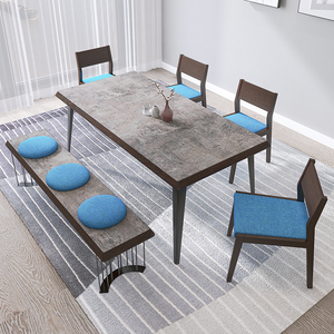 元凯挪亚家具轻奢餐桌椅组合科技石餐桌家用小户型现代简约吃饭桌