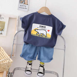1-3岁宝宝夏装洋气小童短袖套装韩版婴儿纯棉衣服儿.童休闲两件套