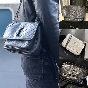 ysl/圣罗兰女包油蜡皮小褶皱niki流浪包迷你链条邮差包单肩斜挎包