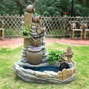 假山流水喷泉花园庭院景观户外小型鱼池装饰造景室外院子落地摆件