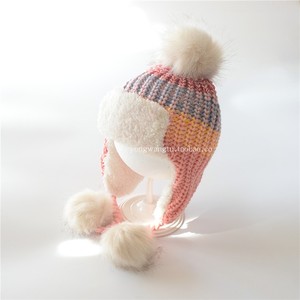 秋冬季宝宝加绒保暖护耳帽子婴儿童可爱球球针织毛线帽女童风雪帽