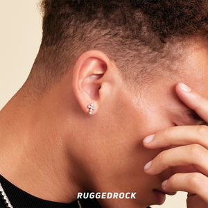 RUGGEDROCK S925纯银镶钻锆石男士耳钉潮牌嘻哈养耳洞美式耳环女