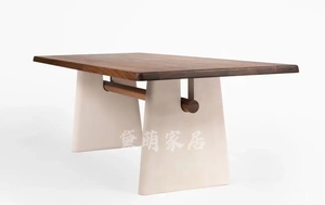 北欧简约实木侘寂风餐桌现代设计师时尚原木办公桌长桌创意洽谈桌