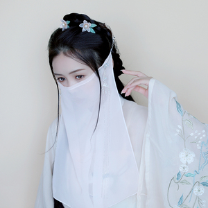 悦己容古风带流苏汉服面纱影视同款仙女侠女公主遮面帘[玉阑珊]