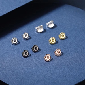 s925纯银耳堵女蝴蝶结防过敏耳塞耳托耳帽耳钉黑色防掉扣配件耳饰