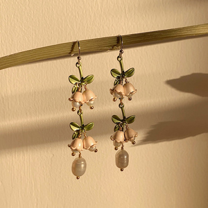 白色铃兰花植物项链锁骨链可调节复古小众橙花手链耳环女18人付款10