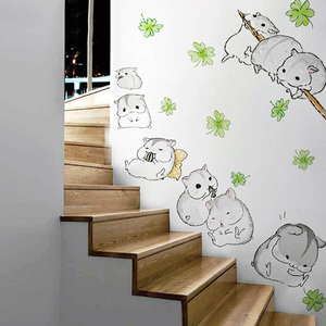 墙贴画小图案仓鼠贴纸房间改造楼梯猫咪租房墙上可爱装饰可爱创意