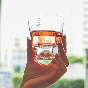 藤原家 日本江户硝子富士山手工玻璃杯樱花水杯威士忌杯情人礼物