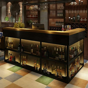 复古工业风烧烤吧台收银台酒吧铁艺小型店铺转拐角餐厅前台接待台