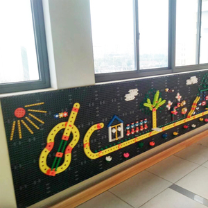 智高墙面拼搭积木科学轨道实验百变齿轮组齿轮火车站 马卡龙城堡