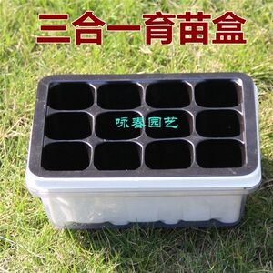 12孔塑料育苗盒 育苗盘 多肉植物播种叶插保温保湿闷养三合一套装