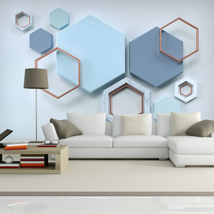 现代简约北欧风格墙纸5d立体几何图案壁纸8d客厅电视背景墙壁画