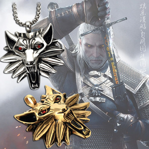 恶魔猎人3 巫师3狂猎周边 狩魔猎人 同款金属狼头吊坠项链 可刻字