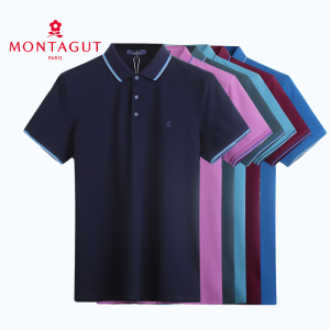 专柜正品montagut/梦特娇短袖t恤男棉氨微弹21夏季翻领2kt2212080
