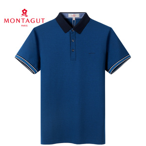 montagut/梦特娇短袖t恤男装30桑蚕丝真丝冰丝polo衫法国正品上衣