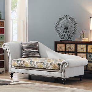 美式贵妃椅单人布艺贵妃躺椅欧式卧室小户型沙发太妃美人榻懒人塌