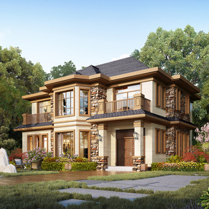 204二层欧式小洋房别墅设计图纸新农村自建房屋带阳台效果图建筑