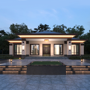 农村一层中式自建房别墅设计图纸单层平房高端森态建筑设计图130