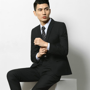 西服套装男职业装藏青色西装外套商务正装教师公务员面试服装工装