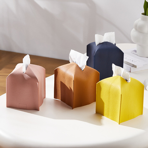 可爱粉色纸巾盒卫生卷纸收纳盒桌面卫生间厕纸筒皮革卷纸筒盒方形