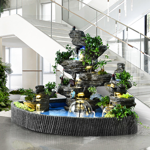 大型户外流水喷泉异形水池山水假山庭院办公室扇形山水池盆景摆件