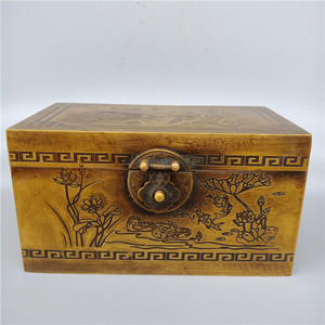 仿古纯铜大号喜鹊登梅铜盒子老式宫廷复古首饰盒百宝箱收纳盒礼品