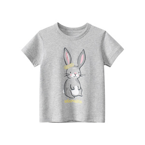 27home纯棉儿童韩版短袖t恤女童夏季新款童装 中小童卡通兔子上衣