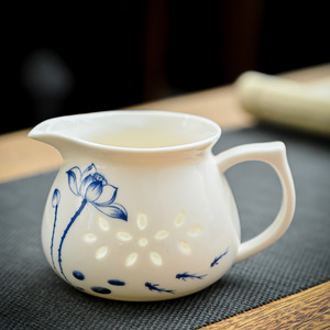 鹏辰 中式玲珑公道杯陶瓷分茶器茶具零配件茶海单个功道杯公平杯
