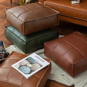 摩洛哥美式懒人坐墩皮革方形蒲团坐垫卧室客厅加厚榻榻米地板垫子