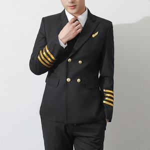 新式机长空少制服飞行员保安物业工作酒吧学生男西装套装工装西服