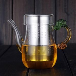 品盈耐高温玻璃茶具双耳红茶泡红茶杯过滤杯彩叶钢胆泡茶器