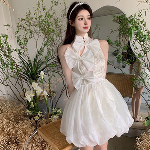 snh48费沁源susan lazar&mimi plange联名款 蝴蝶结旗袍连衣裙女